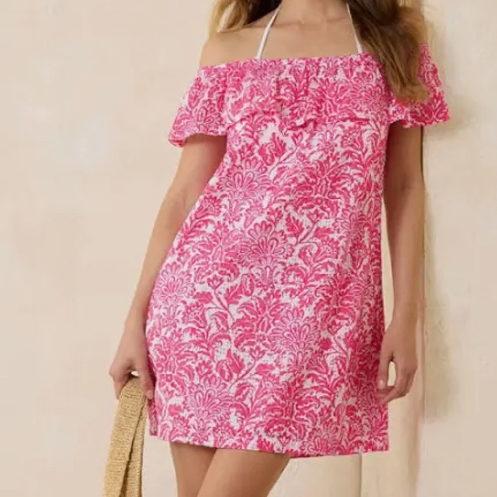 Tommy Bahama Harbour Eyelet‎ Off the Shoulder Dress Passion Pink Women's XS NWT